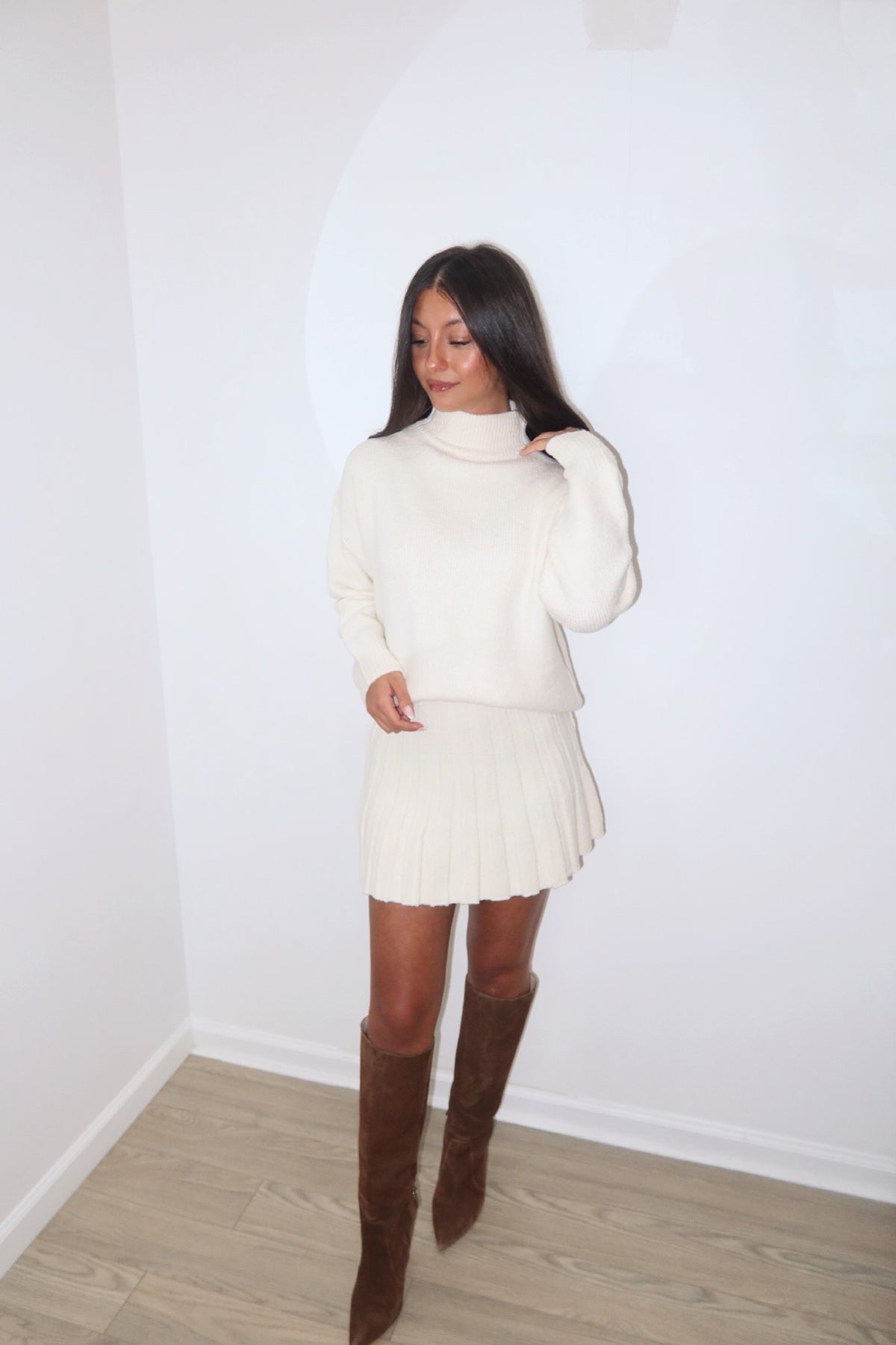 Cream Perfect Pair Sweater + Skirt Set