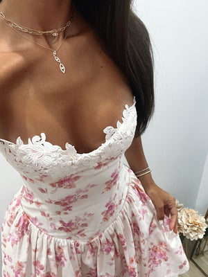 Bustier Corset Mini Floral Dress