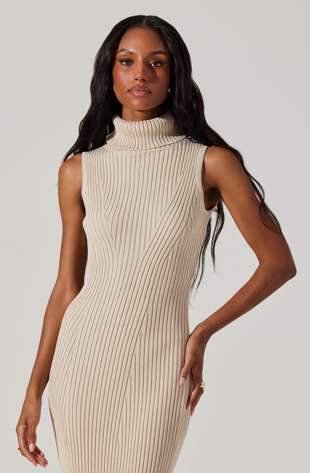 Sleeveless Turtleneck Sweater Dress C A L I S T A Sleeveless Turtleneck Sweater Dress C A L I S T A