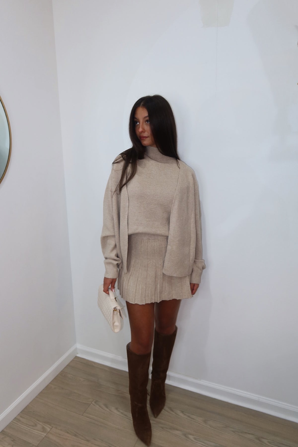 Sleeveless Turtleneck Three Piece Set