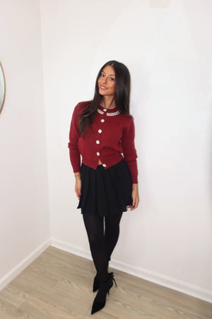 Pleated Black Mini Skort