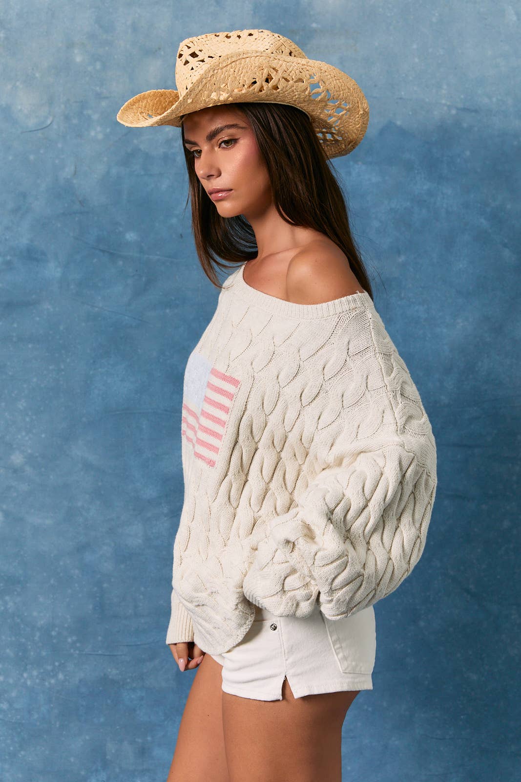ニット/セーター Ameri VINTAGE - AMERI  LACE UP CABLE KNIT Americana Cableknit Sweater – C A L I S T A
