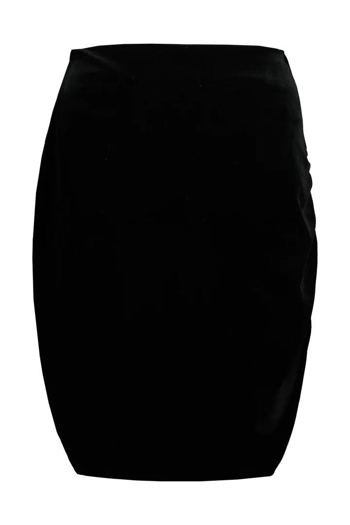 Carlotta Side Ruched Velvet Skirt